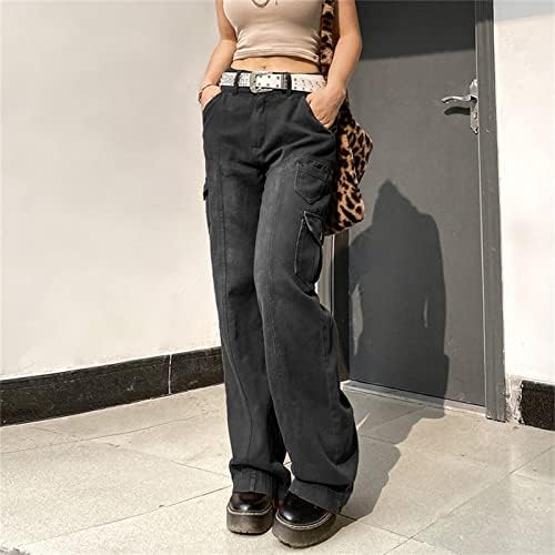 calça de jeans feminina de codod icodod calça de cintura alta de perna larga