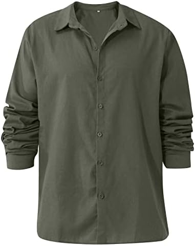 Ymosrh mass de manga comprida camisa masculina linho de algodão casual camisas de cor sólida homens de camisa térmica