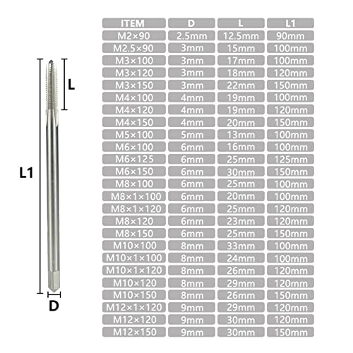 Torneiras de parafuso Frea da máquina Torne de Torneira 90-150 Hanela de flauta reta de 90-150 Torneira métrica de flauta Tap