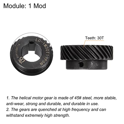 Uxcell 19mm Abertura interna 30t Helical chanfra engrenagem 1 mod endurecida 45 spur de aço diferencial diferencial 6x2.8mm