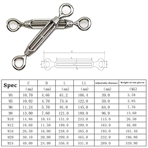 4pcs tensor tensionador de arame de 4pcs tensionadores tensionadores de olho e tensionadores para o cabo de trilho