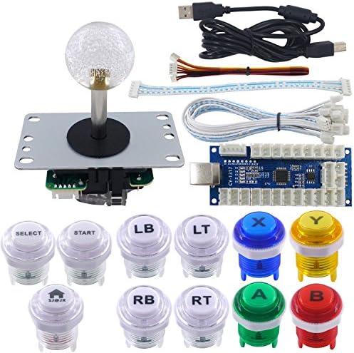 SJ@JX Arcade Game Stick Kit DIY Botões LED com logotipo 8 Vias Joystick Usb Coder Controller para PC PS3 PS2 Mame Raspberry Pi Mix