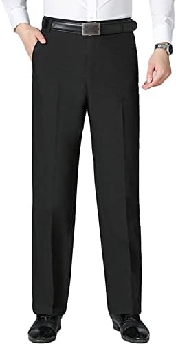 Maiyifu-gj Men clássico Stretch Comfort Pant reto ajustado Fronteiro liso Terno cônico Pant calças leves resistentes a rugas