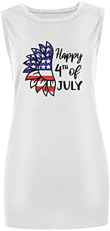 4 de julho Tampo de tampo para mulheres sem mangas o pescoço camisetas American Stars Stars Stars Patriótico listrado Túmulos