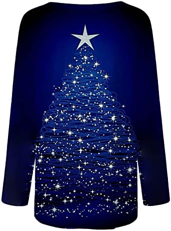 Tunica de Natal feminina Sorto de moletom Funnic Christmas Árvore impressa Raglan Casual Raglan Longa Pullover de pescoço