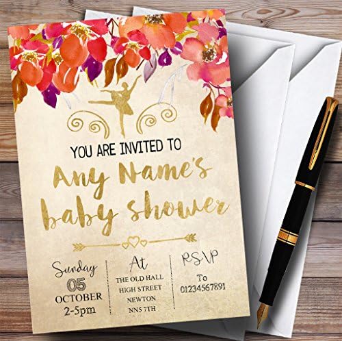 O card zoo outono de outono ballerina convites de balé convites para chá de bebê