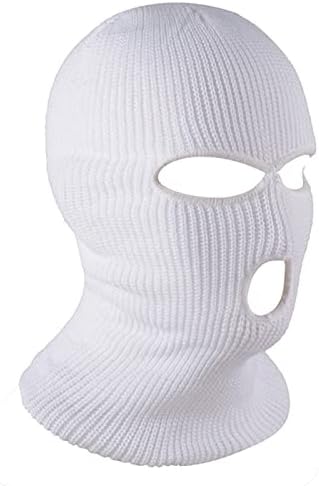 Fanelik 3 buracos máscara de esqui de malha de malha cheia, máscara facial de malha de malha quente de inverno para esportes ao ar livre