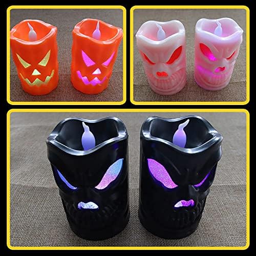 Velas sem chamas portátil Halloween Velas tremeluzentes para decoração de casa tigela de vaso sanitário movimentos leves ativados