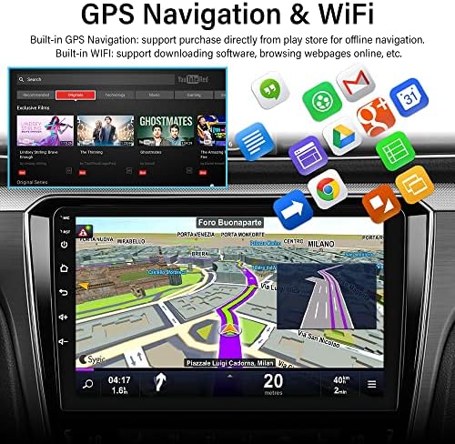 HIKITY 2023 Android Car estéreo Din Doup com Apple sem fio CarPlay Android AUTO 10,1 polegada Touch Screen Car Radio GPS Navegação