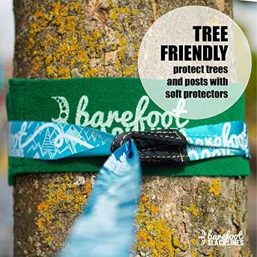 Kit Barefoot Slackline Kit de 60ft conjunto completo, incluindo catraca, linha de treinamento, protetores e instruções da casca!