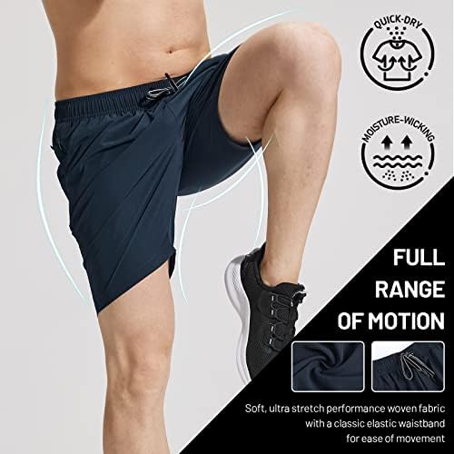 Mier Men's Workout Shorts Running 7 polegadas Athletic leve com bolsos com zíper sem liner shorts ativos de academia