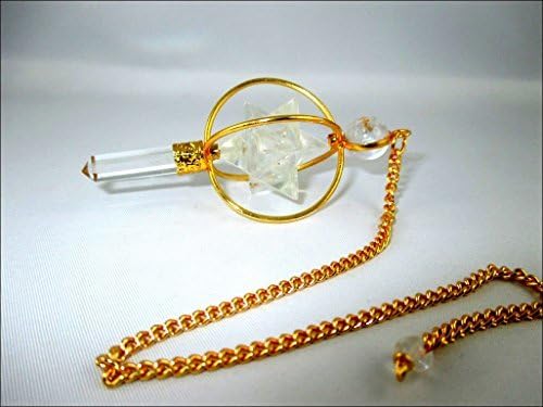 Jet Gold Bated Crystal Quartz girando Merkaba Pendulum 2,5 polegadas JET International Crystal Therapy