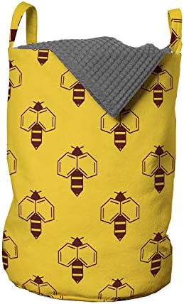 Bolsa de lavanderia de abelhas queen -rainha de Ambesonne, amante geométrico de mel com asas do tema da natureza Bumblebee