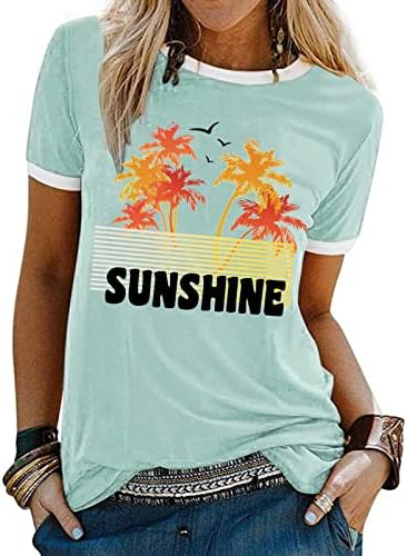 Bydezcon Summer Tops Tees gráficos para mulheres camiseta de algodão Casual Tees Loose Tunic Tops