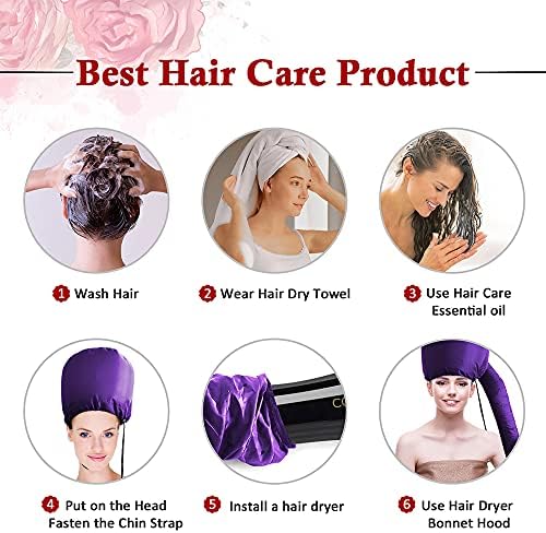 Capinho do secador de cabelo - secador de cabelo de capô atualizado com mangueira prolongada mais fácil de desfrutar, enrolamento