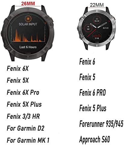 Daseb 26 22mm Relógio rápido Relógio tiras para Garmin Fenix ​​6 6x Pro 5x 5 Plus 3HR S60 MK1 Forerunner 935 945