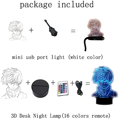 ShoSowlight Shot Shoto Todoroki 3D Ilusão LED LED Lamp MHA 16 Cores RGB Remote Desk Night Light for Boys Party