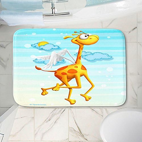 DIA NOCHE Memória Banheiro de espuma ou tapetes de cozinha por Tooshtoosh - Fly Giraffe Fly - Pequeno 24 x 17 em