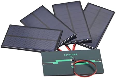 Painéis de Micro Solar de Fellden com fio, 5pcs 5V 200mA Kit de células solares fotovoltaicas 110mmx60mm / 4.33''x 2,36 '' '