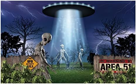 Funnytree OVNI OV UF Cenário Alien Spaceship Halloween Birthday Party Supplies Banner Science Scary Scary Science Backge