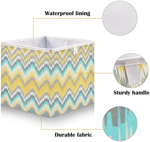 Organizador de cubos de armazenamento dobrável de Alaza, Organizador Amarelo de Armazenamento de Armazenamento Ikat Ikat Organizador