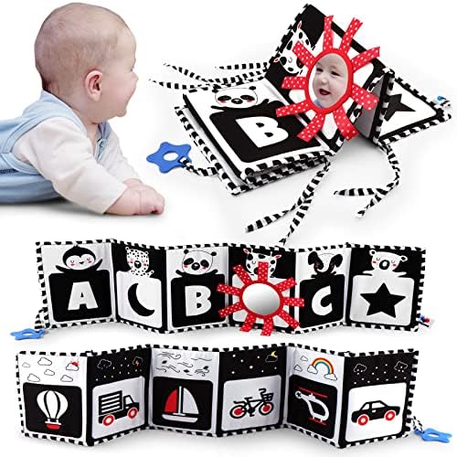 Yohome Baby Books Toys, Livro de Baby de Baby, de alto contraste em preto e branco, para bebês, livros sensoriais para bebês,