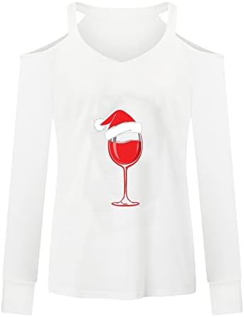 Sweater de Natal feio para mulheres sexy halter tops tops fria ombro de vidro de vidro de vidro de vidro de vidro camisetas novidade