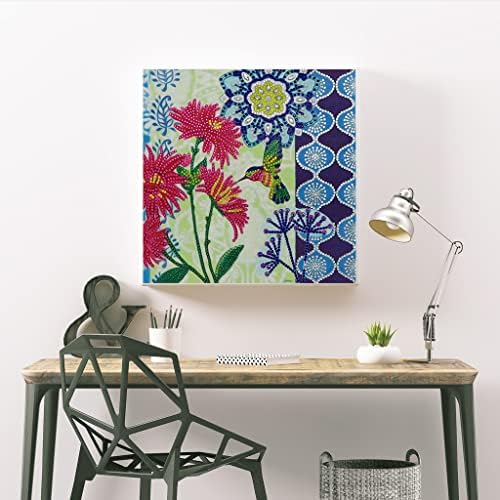 LUSANDY DIY 5D FLOR Hummingbird Diamond Painting Kits para adultos e crianças com formato parcial especial de formato