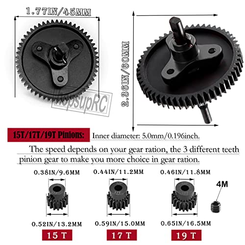 HopSUPRC Metal Slipper Clutch Eliminator Equipamento diferencial do armário 54T com pinhões de 15t/17t/19t Configurações