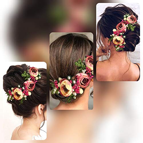 Flare de cabelo 2170 Flores artificiais Acessórios para cabelos pinos de cabelo para casamento, rosa-de-ano-ano
