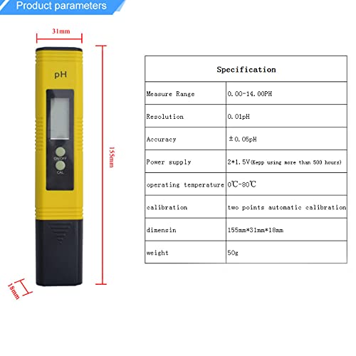 SMGDA Digital PH Medidor 0,01Ph de alta precisão tipo caneta Testador de qualidade de água para o tamanho de bolso de hidroponia