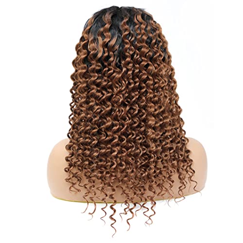 TQPQHQT Lace Fronteiro peruca de cabelo humano ombre 4x4x1 Fechamento de encerramento da peruca profunda ombre marrom cor marrom parte