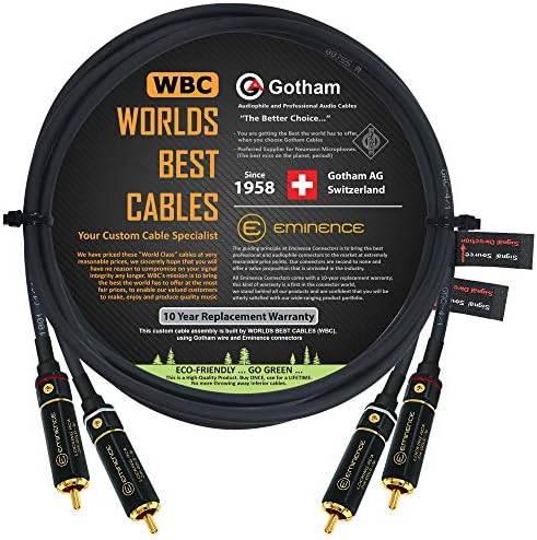 2,5 pés RCA Cable Par - Gotham GAC -4/1 Quad -Quad, Cabo de Interconexão de Áudio com conectores RCA de travamento de ouro