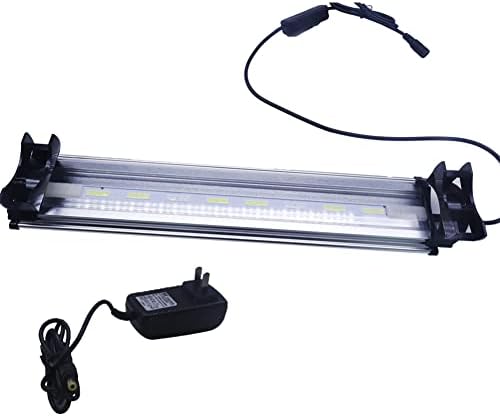 Aolty LED Aquarium Light com plugue, LEDs azuis e brancos Tanques de peixes de água doce Luzes de tanque plantados leves com suportes