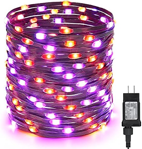 Luzes de Halloween Brizled 100 Tradition + 200 LED Purple & Orange Halloween String Plugin Luzes de cordas para decorações de Halloween