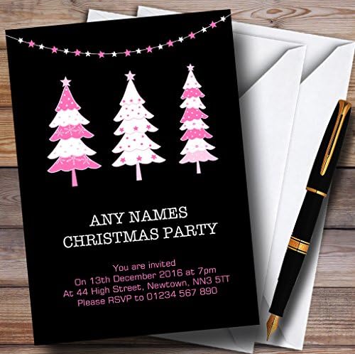 O card zoo natal árvores preto e rosa personalizado natal/ano novo/festa de férias inv.