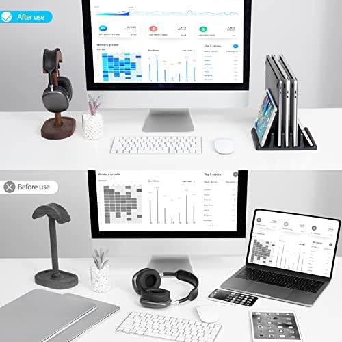 DOFUHEM 3-SLOT LAPTOP STAND STAND VERTICAL DOCK DACHAÇÃO AJUSTÁVEL PLÁSTICA ABS PLÁSTICA DESCLIME