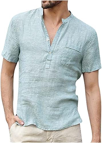 Linho masculino henley camisas