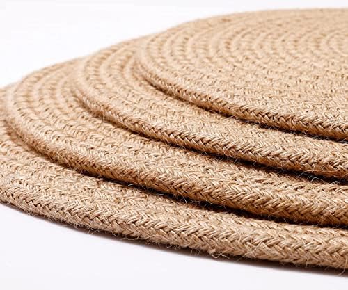 Conjunto de placemats de juta de 4, tampos redondos de tampas redondas juta natural carregadores grandes carregadores de placas feitas