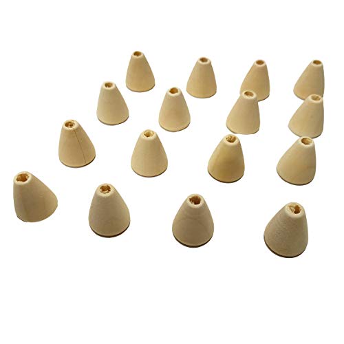 30pcs de miçangas de cone de madeira irregular