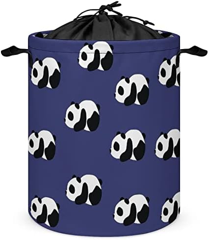 Lynarei fofo panda dormindo cestas de roupa para quartos de 17,3 polegadas cesto de armazenamento redondo de lavanderia