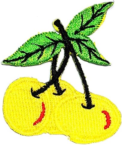 Kleenplus mini remendo de frutas de cereja amarelo manchas bordadas para vestir jeans jaquetas chapéus mochilas