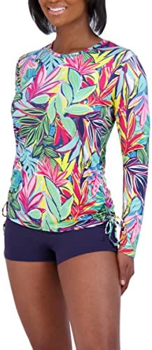 Caribe Joe Feminino Feminino Manga Longa Rashguard Ajuste Tie Lateral UPF Proteção Sun Sun Dry Swim camisa