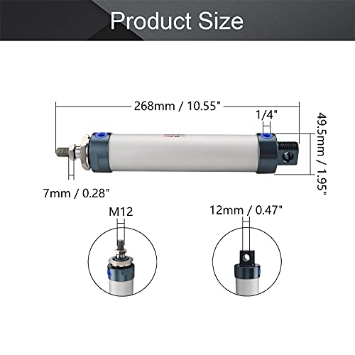 OTHMRO 1PCS Cilindro de ar Mal40 x 125 (40mm/1,57 Bore 125mm/4,9 Cilindro de ar de ação dupla de acasal