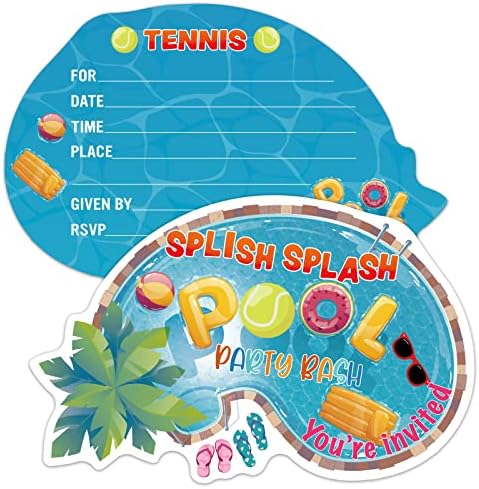 Erhachaijia 15 PCs Splish Splash Pool Party Bash em forma de recarga de convites de convites com envelopes, convites