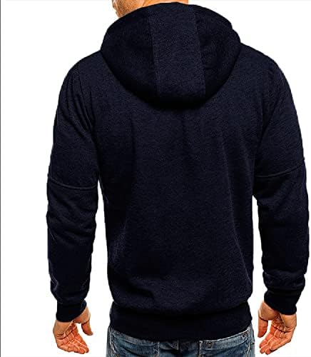 Hoodies de moletons casuais para homens com bolsos com zíper com zíper de mangas compridas com zíper de moletom esportivo de