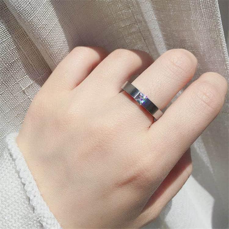 Anel de zircão sólido de 4 mm de 4 mm para homens e mulheres anel personalizado personalizada anel gravado anel-20042
