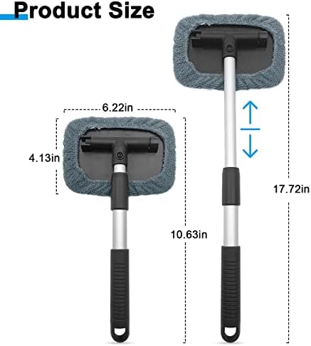 Ferramenta de limpeza de pára -brisa, limpador de janelas automáticas, alça destacável extensível com 4 almofadas de microfibras reutilizáveis