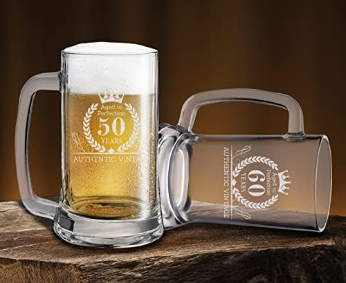 Canecas de cerveja personalizadas teemore adicione seu ano de aniversário aniversário de casamento do dia dos namorados, copo de cerveja