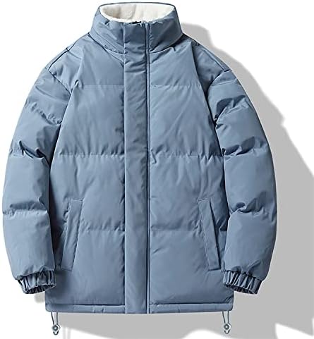 FSAHJKEE Black Puffer Jacket Men, Down Casats Appelação Manga comprida Casacos de inverno Casual espessos jaquetas de folga